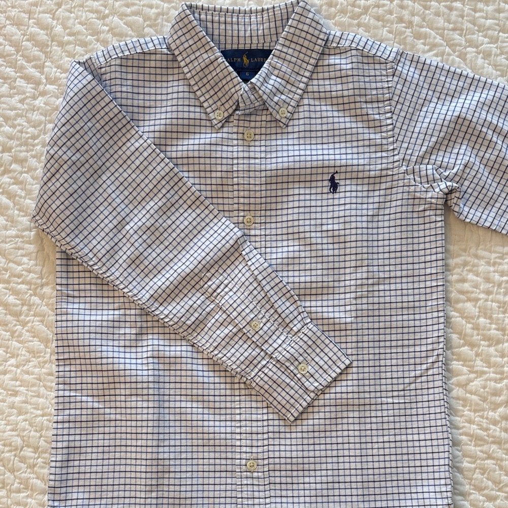 Ralph Lauren Boy’s White and Blue Plaid Shirt